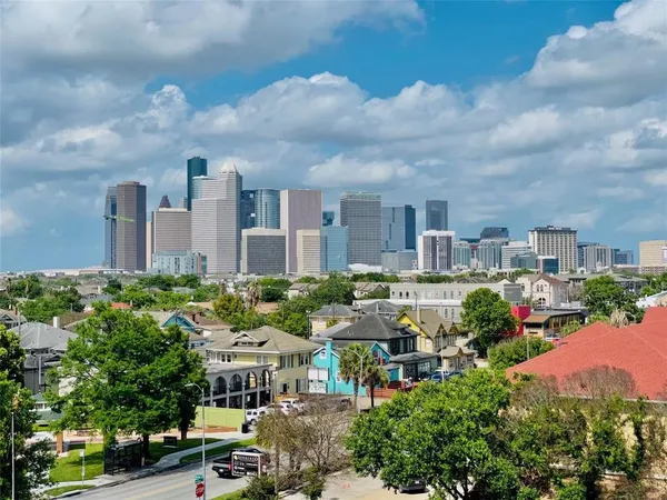 a view of a city that has tall buildings