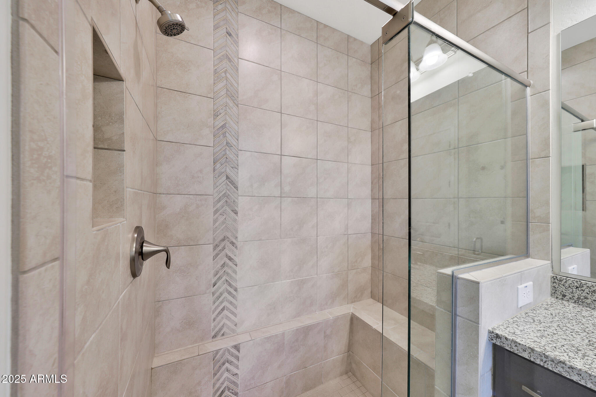 17940 East Cindercone Road Rio Verde, AZ 85263 - Photo 19 of 42 a bathroom with a granite countertop shower and a sink