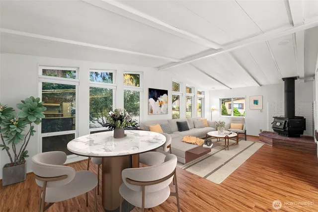 a kitchen with a sink and a refrigerator