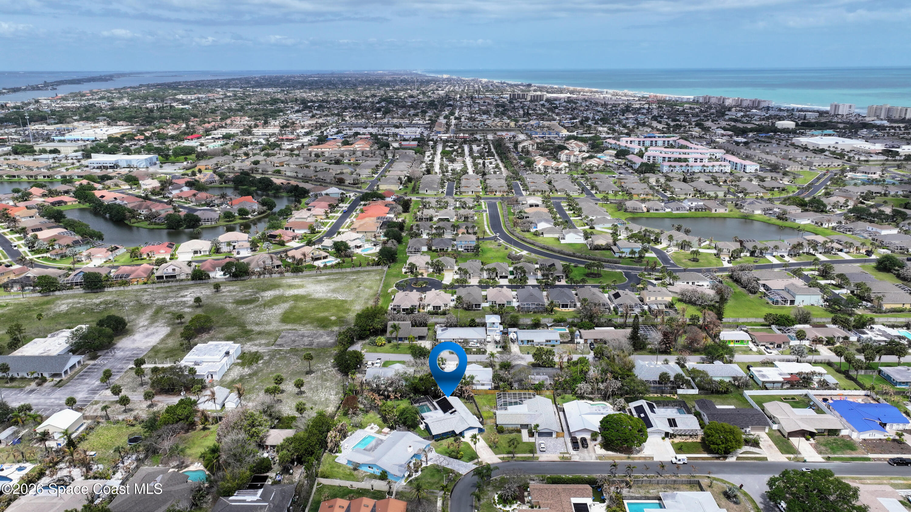 280 Coral Way West Indialantic, FL 32903 - Photo 68 of 72 an aerial view of a city with lots of residential buildings