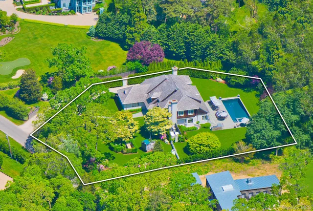 an aerial view of a house