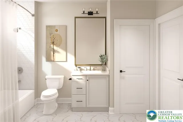 a bathroom with a toilet a sink and a mirror