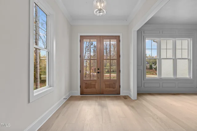 an empty room with windows