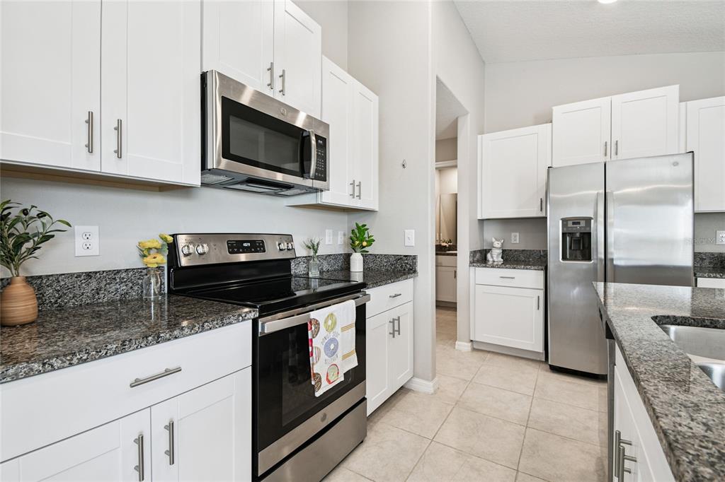 1735 Ripple Jade Place Ruskin, FL 33570 - Photo 9 of 68 a kitchen with granite countertop a sink a stove top oven and stainless steel appliances