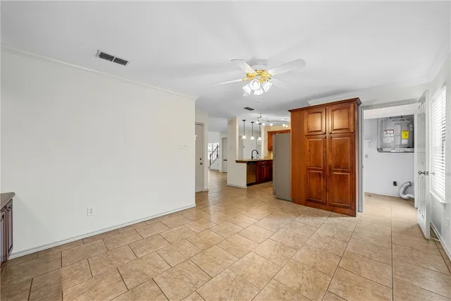 a view of kitchen and windows