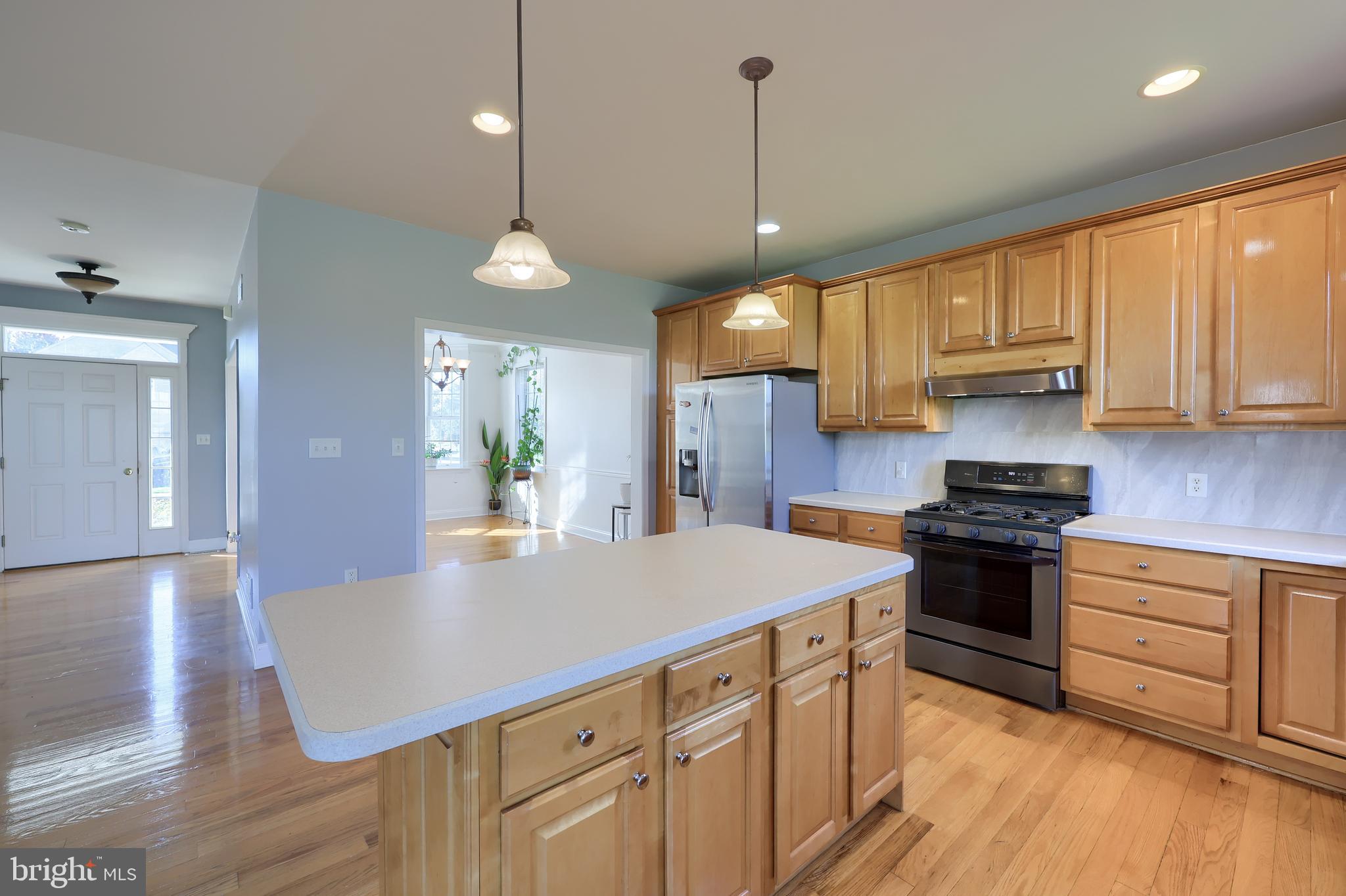 327 Squire Lane Lititz, PA 17543 - Photo 11 of 48 a kitchen with stainless steel appliances granite countertop a sink a stove a refrigerator cabinets and wooden floor