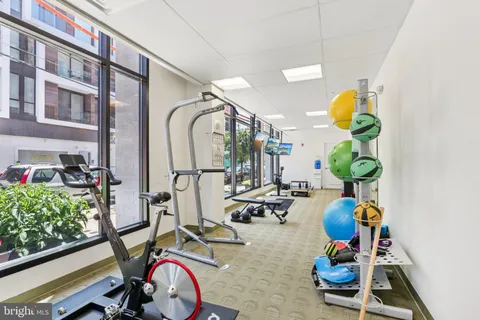 a room with gym equipment