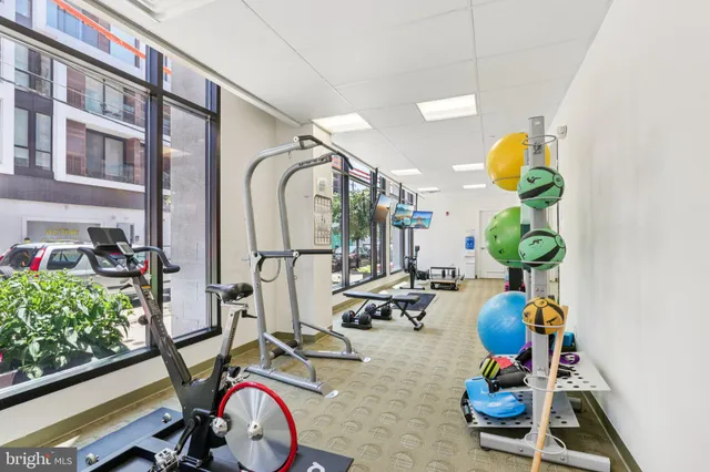 a room with gym equipment