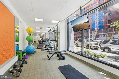 a room with gym equipment