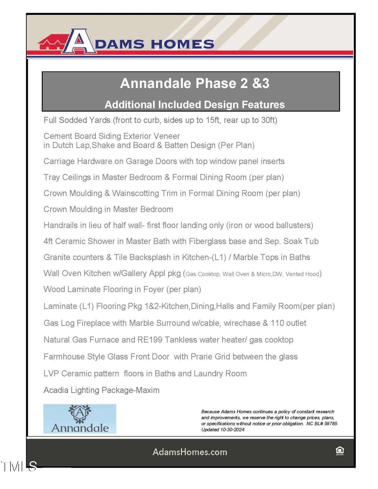 93 Rosslyn Way Garner, NC 27529 - Photo 41 of 48 Annandale Ph2&3 feature sheet 10-30-24 W