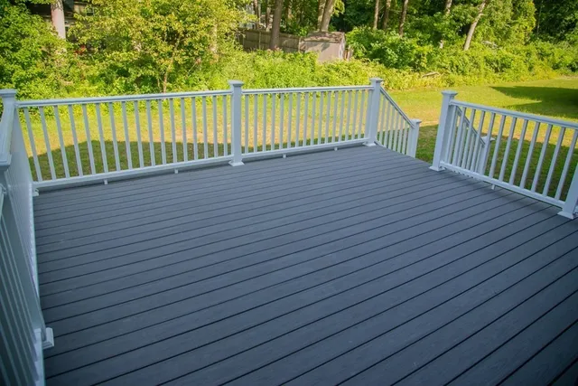 a view of deck and wooden floor
