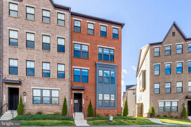 a front view of a brick building