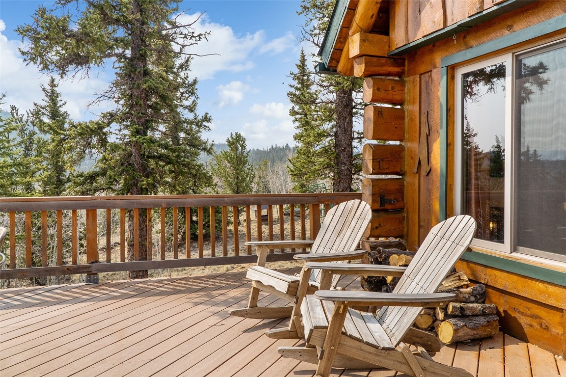 245 Bronco Circle Como, CO 80456 - Photo 34 of 40 a view of balcony with wooden floor and outdoor seating