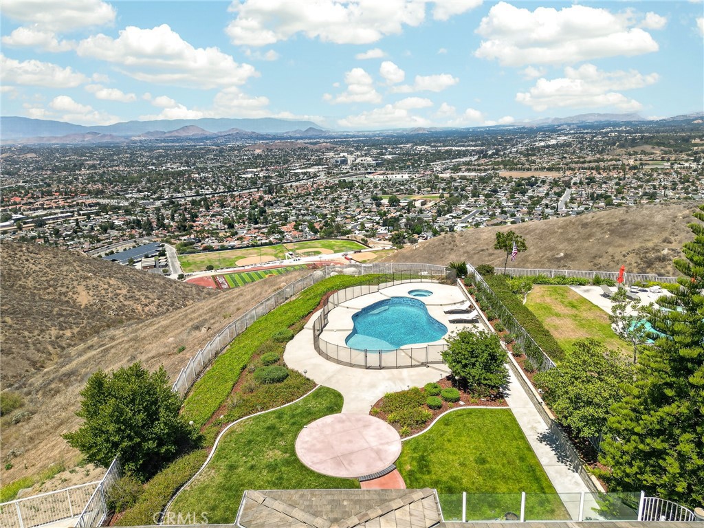 16318 Sun Summit Drive Riverside, CA 92503 - Photo 43 of 47 Back yard pool and view arial shot 16318 sun summit drive, riverside, california 92503