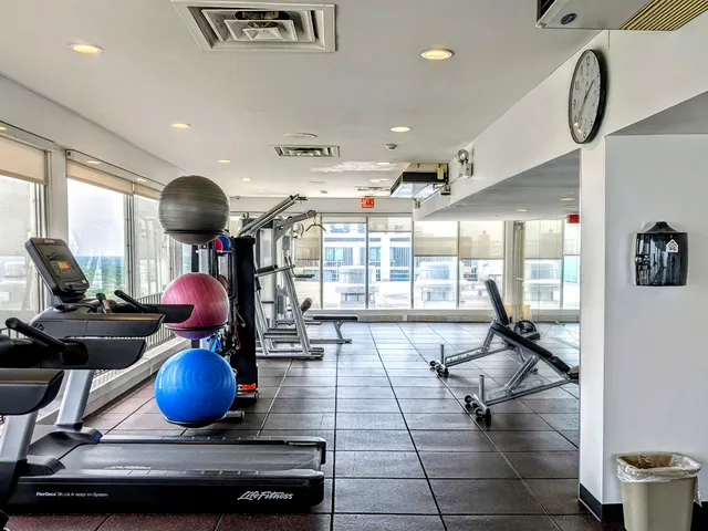 a room with gym equipment