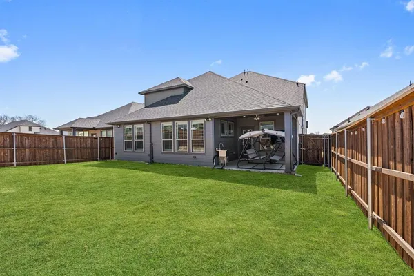 aerial view of a house with swimming pool