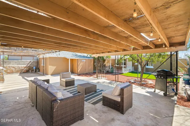 a outdoor space with patio lots of furniture