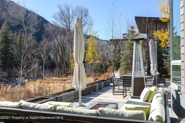a view of outdoor space with seating area