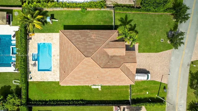 an aerial view of a house