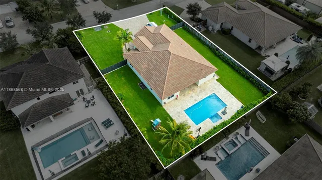 an aerial view of a house