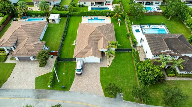 an aerial view of a house