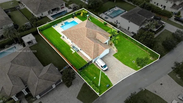 an aerial view of a house