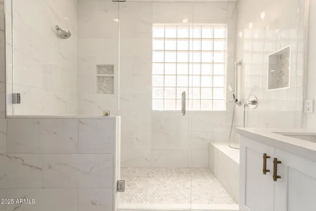 a bathroom with a shower
