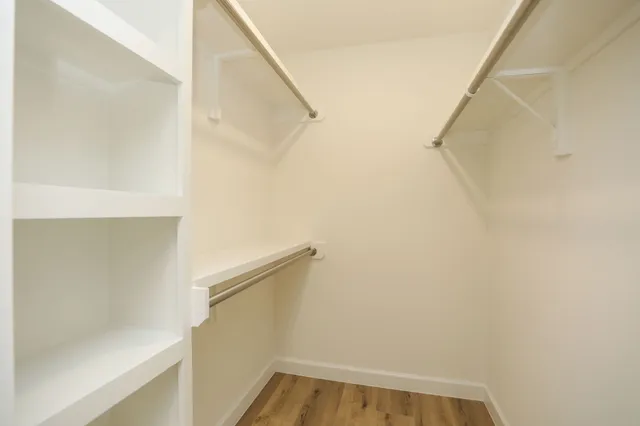 a view of small space with racks on the wall