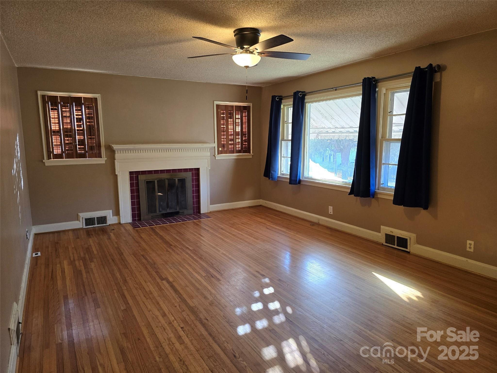 160 Williamson Street Troy, NC 27371 - Photo 2 of 24 wooden floor fireplace and windows in an empty room