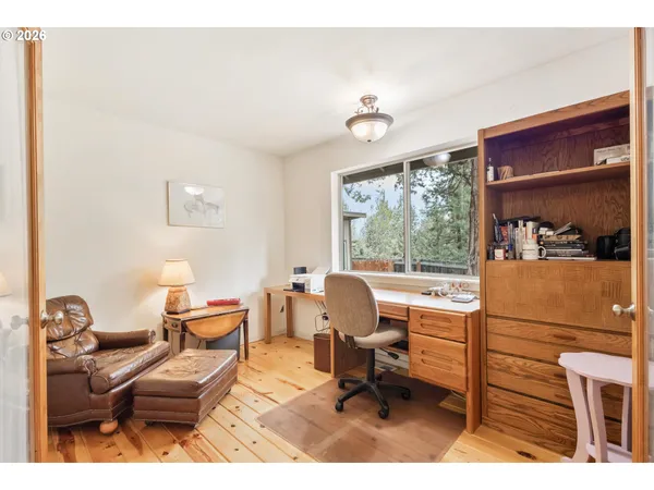 a living room with furniture a rug potted plant and a large window