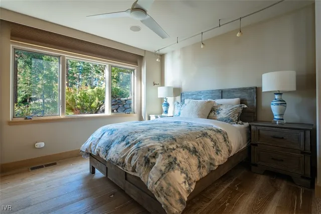 a view of a field with a tree in the background