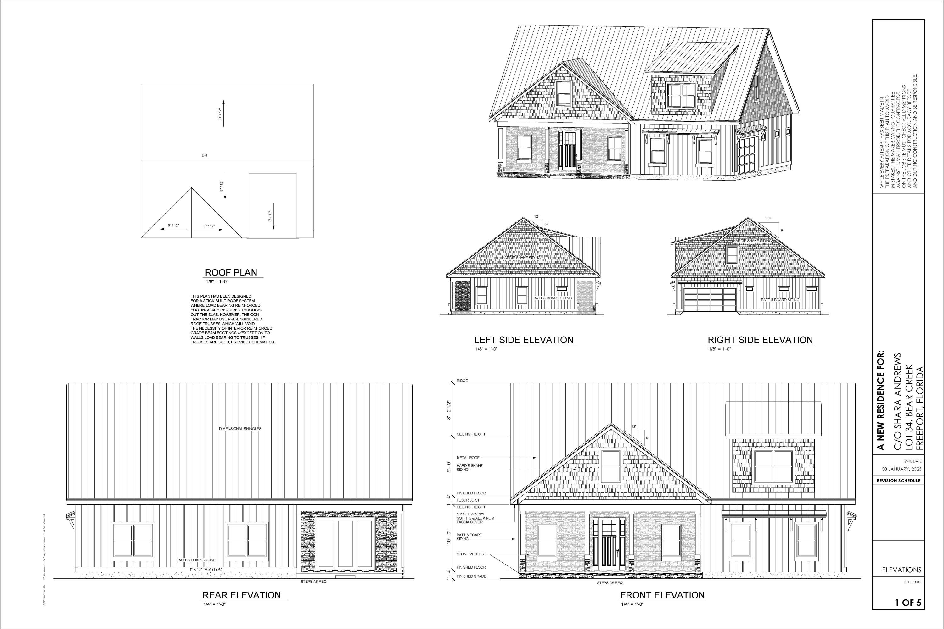 LOT 34 Plan 1 OF 5 - ELEVATIONS