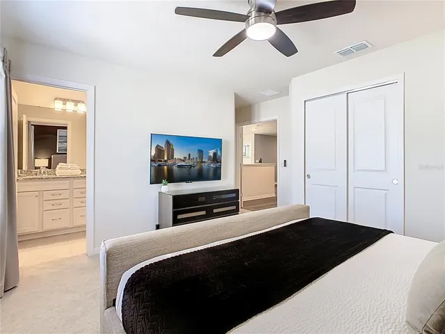 a bathroom with a shower and a toilet