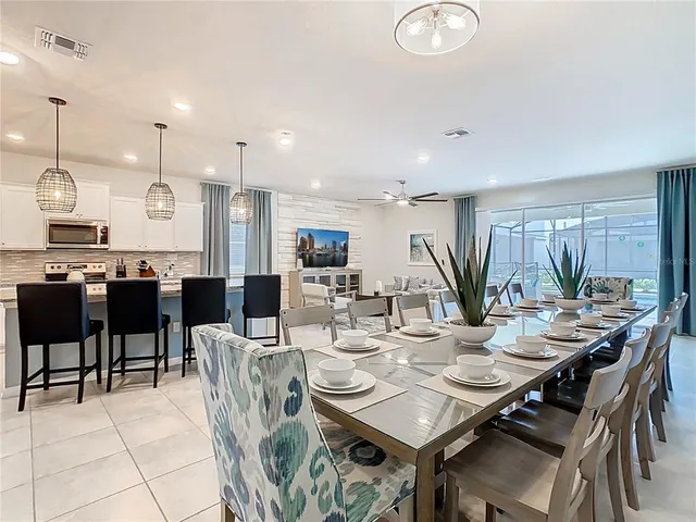 a view of a dining room and livingroom