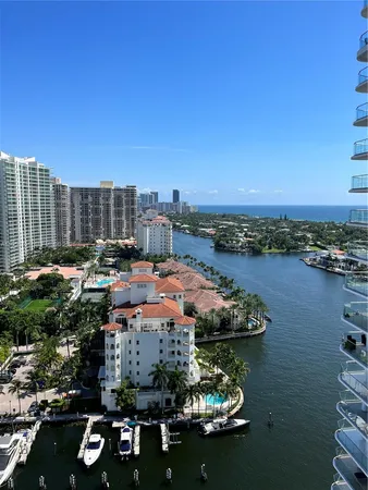 a view of a lake with a city