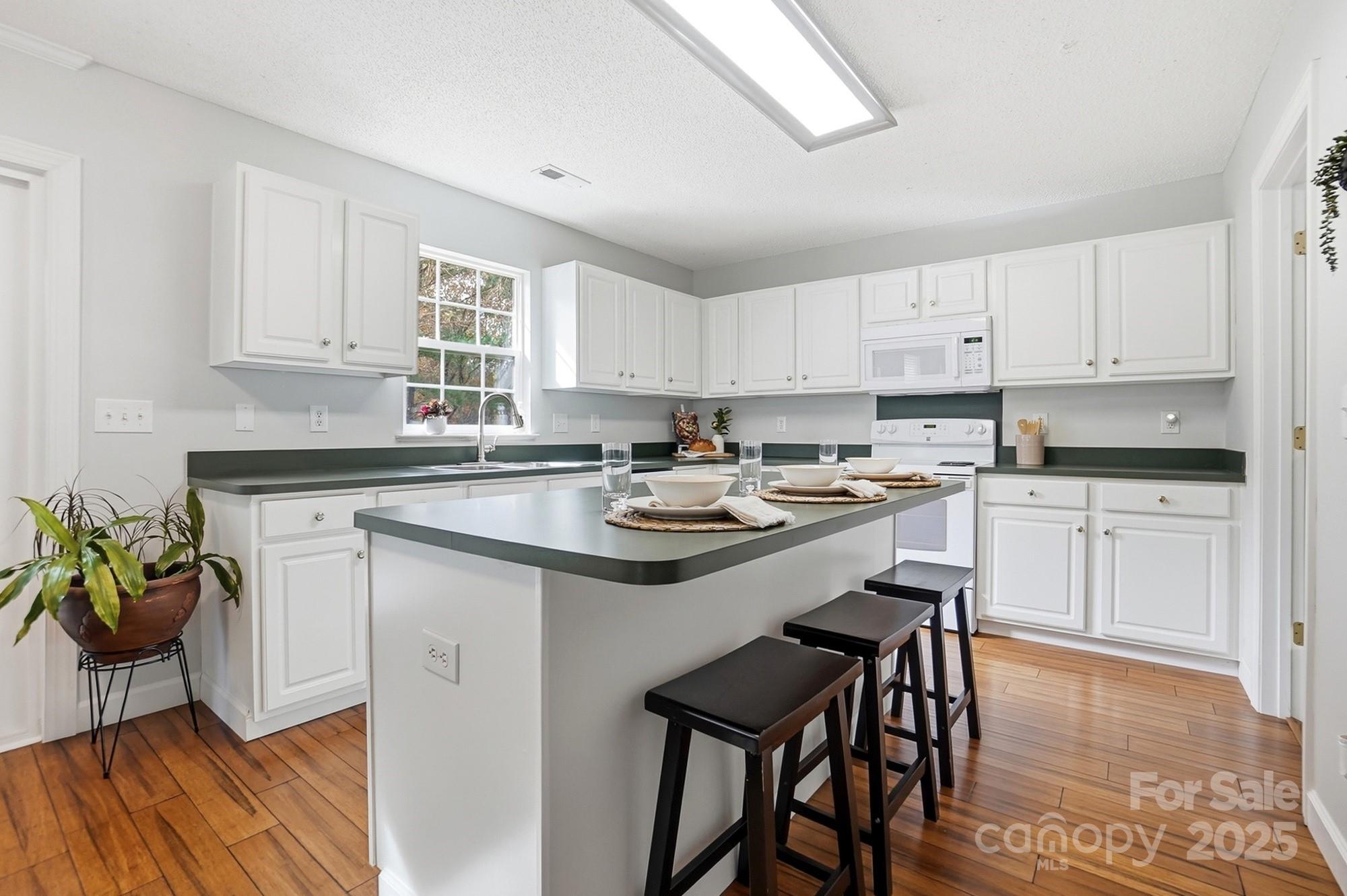 143 Amber Woods Drive Tega Cay, SC 29708 - Photo 14 of 46 a kitchen with stainless steel appliances granite countertop a white cabinets and wooden floor