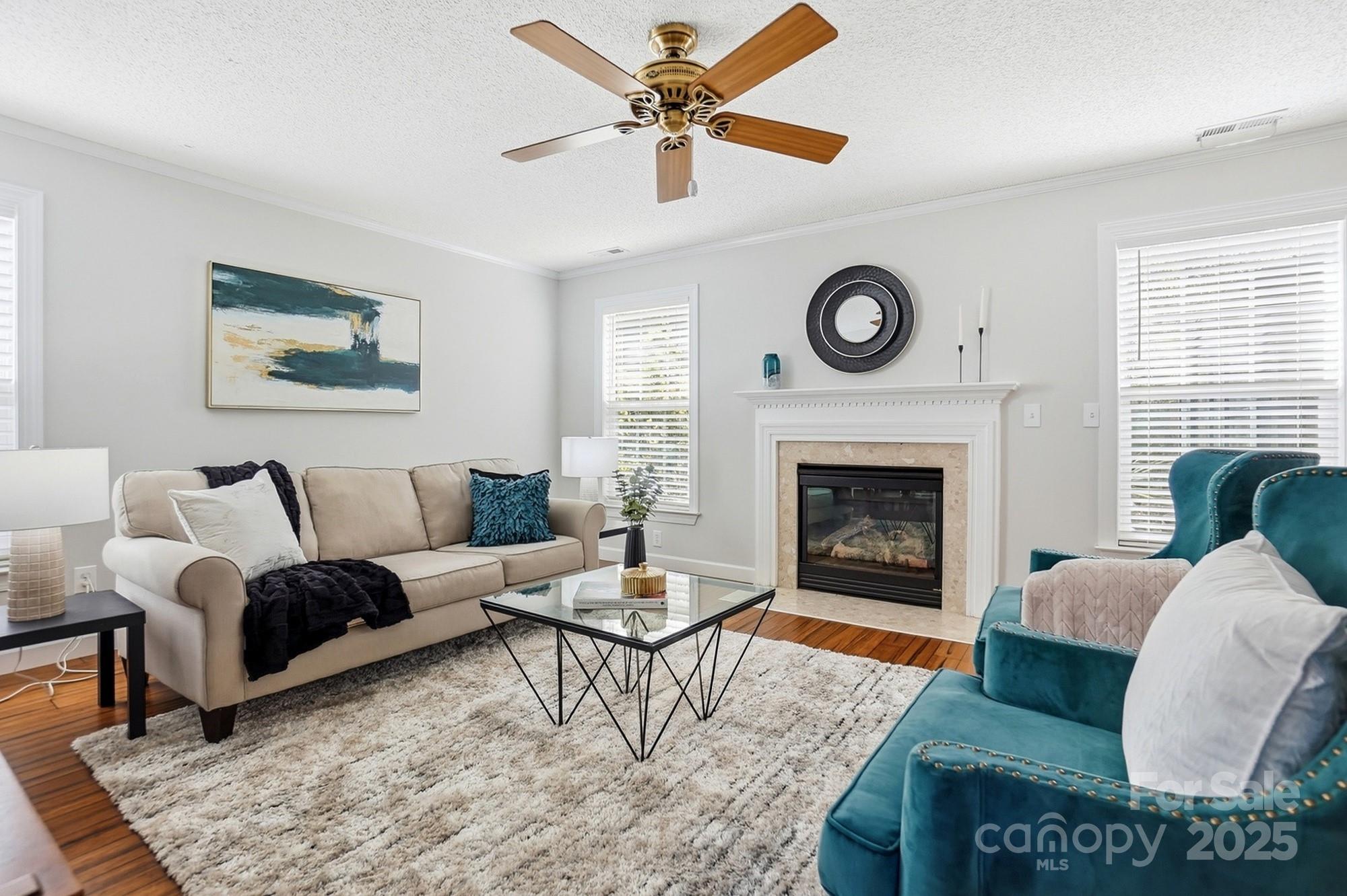 143 Amber Woods Drive Tega Cay, SC 29708 - Photo 6 of 46 a living room with furniture and a fireplace