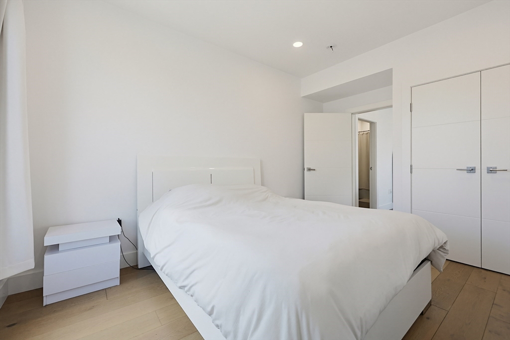 30 Penniman Road, Unit 605 Boston, MA 02134 - Photo 7 of 19 a large bed sitting in a bedroom and closet