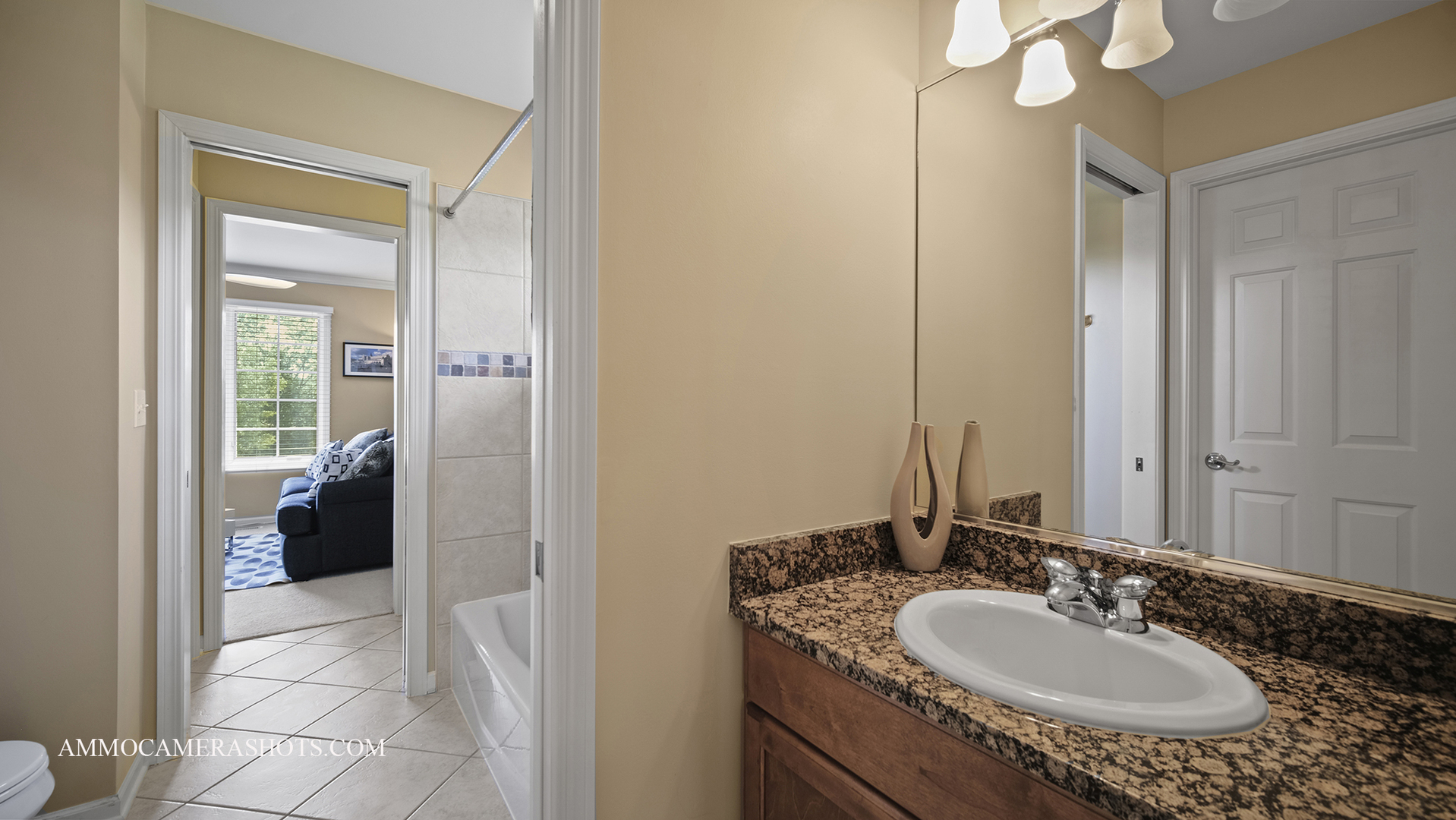 39W555 Walt Whitman Road St. Charles, IL 60175 - Photo 35 of 52 a en suite bathroom with a granite countertop sink and a mirror