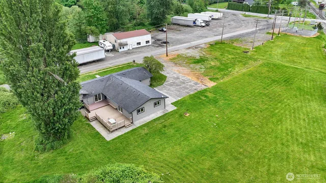 a view of a garden with an outdoor space