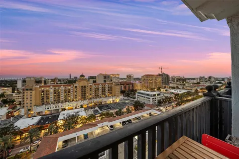 a view of city from a balcony