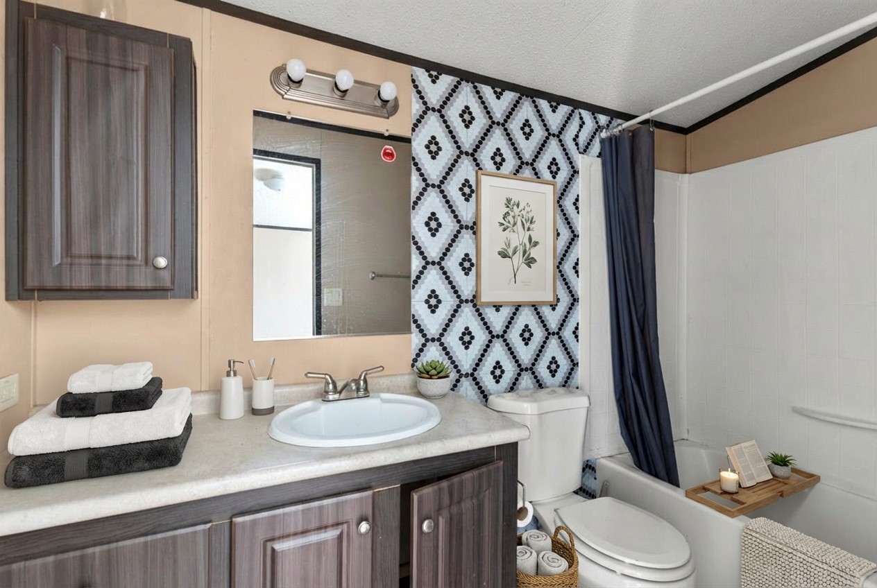 337 Southwest Front Street Bartlett, TX 76511 - Photo 19 of 30 Another view of cozy bathroom, full combo shower and bathtub, virtually staged.