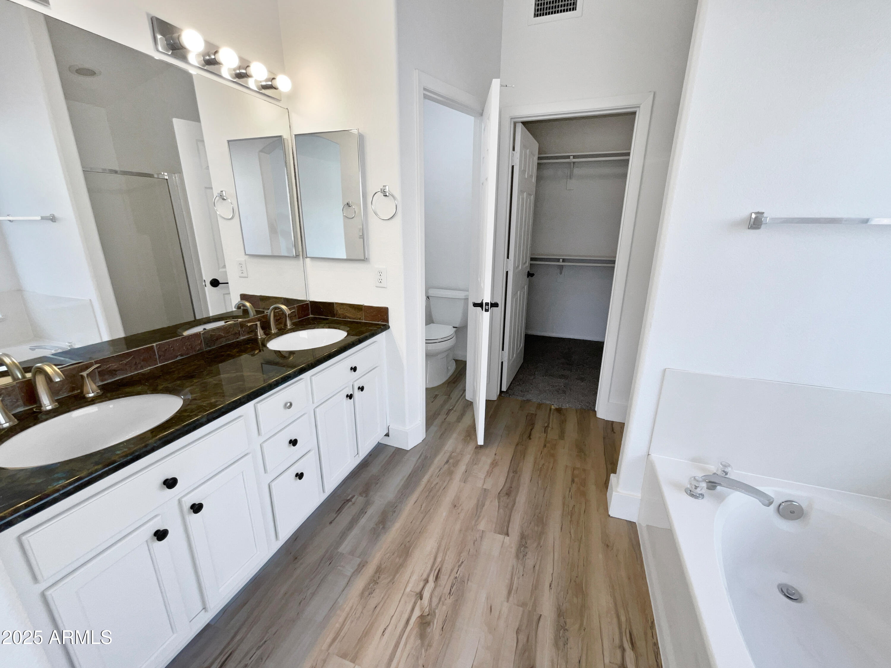 317 East Nunneley Road Gilbert, AZ 85296 - Photo 7 of 27 a spacious bathroom with a double vanity sink and a mirror