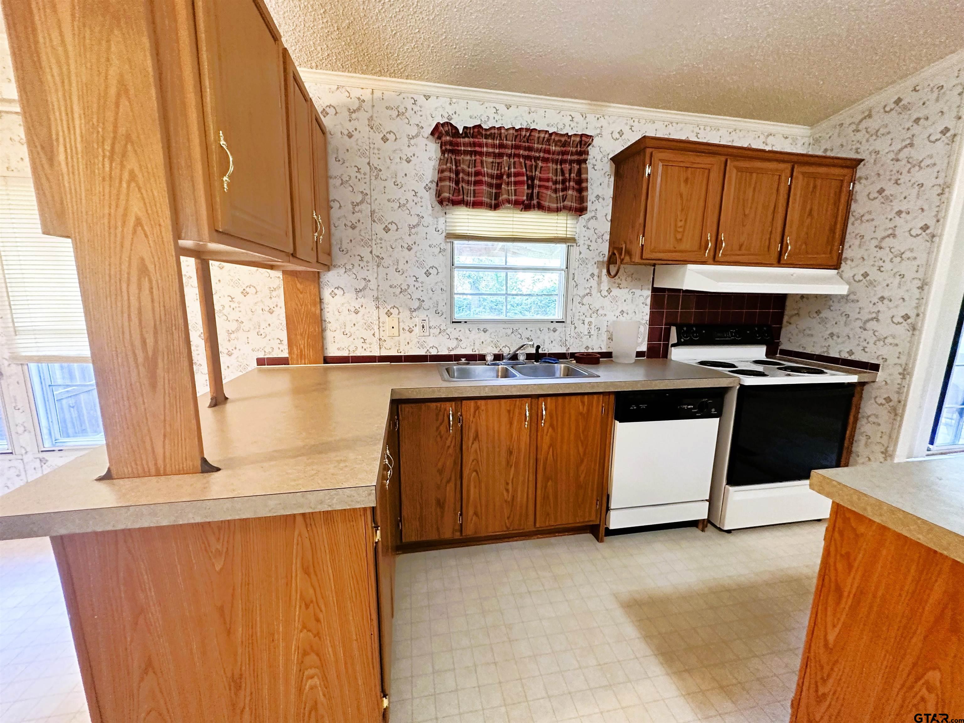 21232 Sand Jack Road Larue, TX 75770 - Photo 16 of 39 a kitchen with a sink a stove cabinets and a window