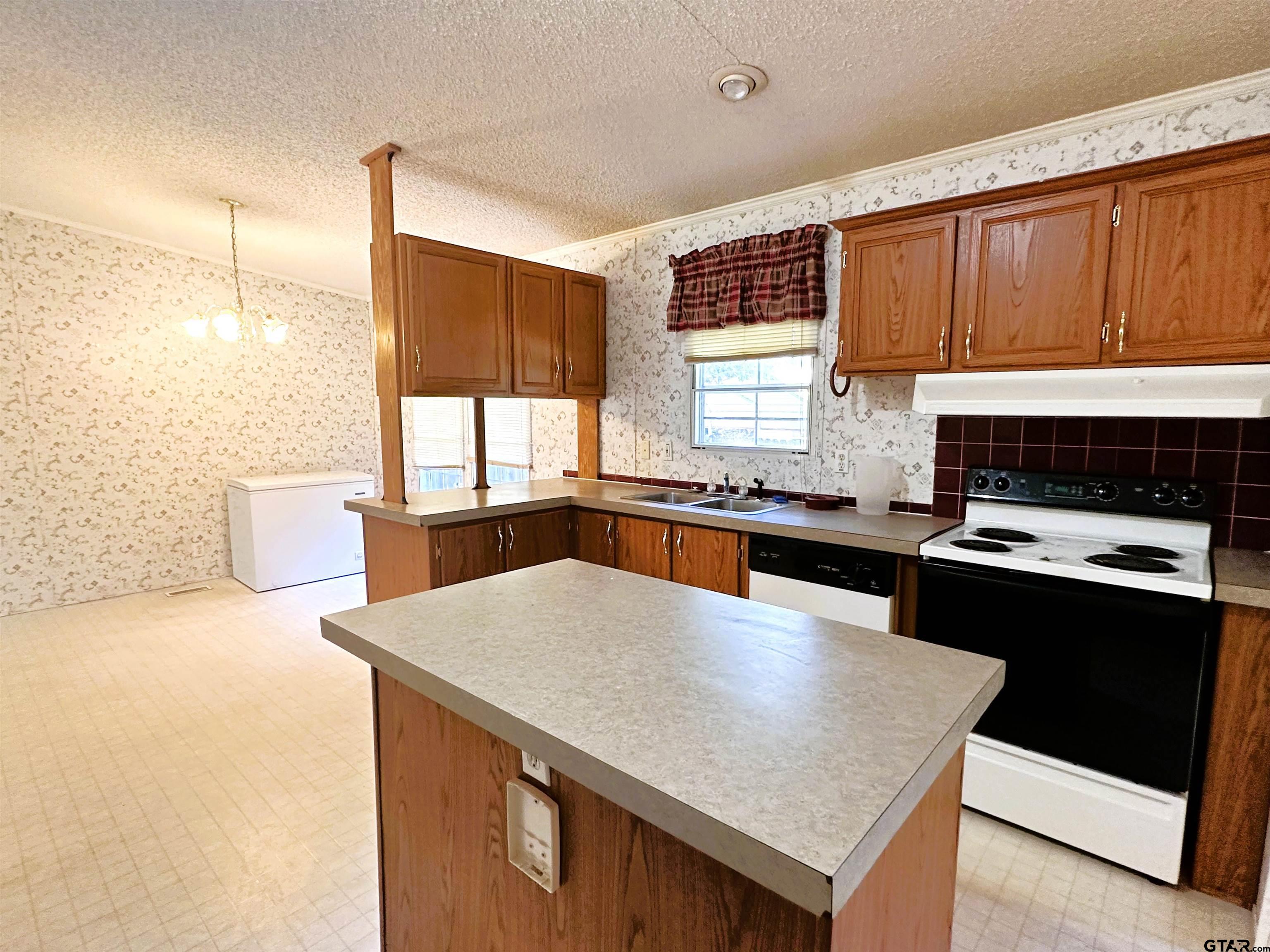 21232 Sand Jack Road Larue, TX 75770 - Photo 17 of 39 a kitchen with stainless steel appliances a stove a sink a microwave a refrigerator and cabinets