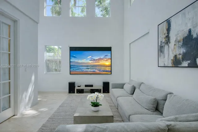 a living room with furniture and a flat screen tv