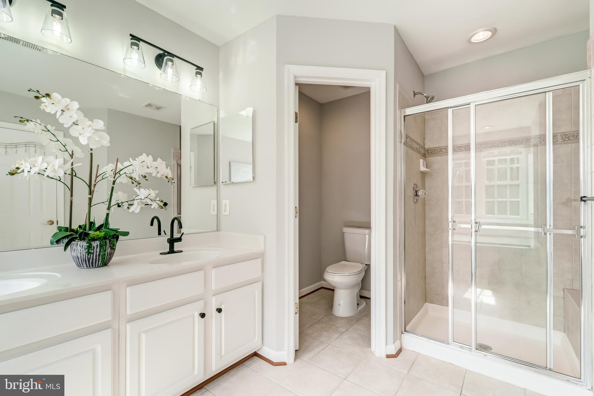 19111 Chartier Drive Leesburg, VA 20176 - Photo 34 of 68 a bathroom with a granite countertop sink a toilet and a mirror