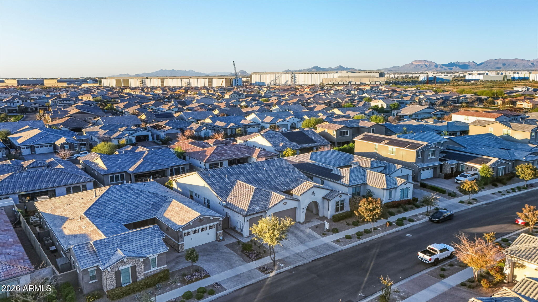 9932 East Rotation Drive Mesa, AZ 85212 - Photo 60 of 62 an aerial view of a houses with a swimming pool