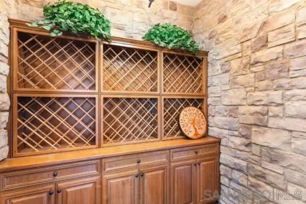 a room with lots of counter space and a table