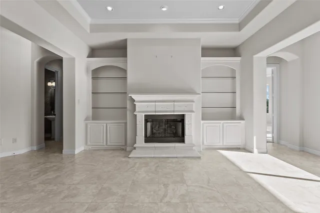 a view of an entryway with chandelier